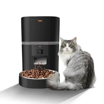 Автоматическая умная кормушка для собак и кота TikPaws QQ009 6 л с камерой, App, таймером и WIFI, черная
