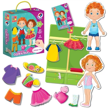 Игра настольная, магнитная одевалка "Оливер и Мия", Vladi Toys. VT3702-12