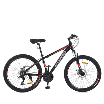 Велосипед PROF1 MTB2602-2, 26 дюймов, алюминиевая рама 13 Shimano 21SP черно-красный