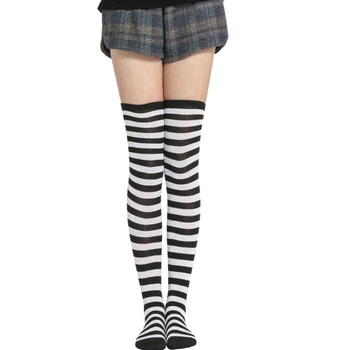 Гольфіни-заколенкі Home Socks 33-38 Вузька смужка Чорно-Білі