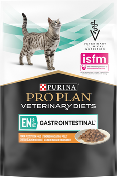 Opakowanie mokrej karmy dla kotów Purina Pro Plan Veterinary Diets EN Gastrointestinal z kurczakiem 10 x 85 g (8445290093561)