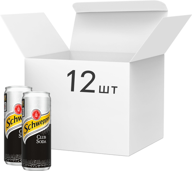 Упаковка напою безалкогольного сильногазованого Schweppes Club Soda 330 мл х 12 шт (5449000323958)