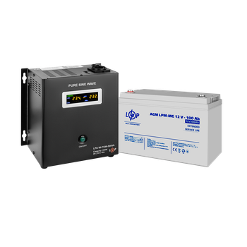 Комплект резервного питания ИБП + мультигелевая батарея (UPS W500 + АКБ MG 1200Wh) Черный/серый