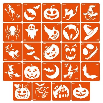 Набор трафаретов для био-тату "Хэллоуин" halloween-simple 6 x 6 см 24 шт