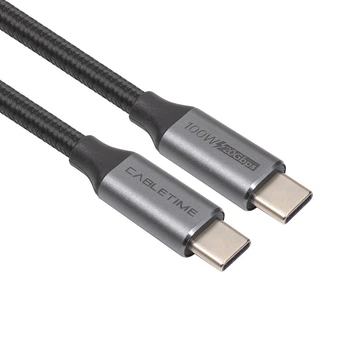 Кабель Cabletime USB3.1, USB-C - USB-C, 20Gbps, 100W, 20V/ 5A, 4K/ 60HZ, 2м (CU20L)