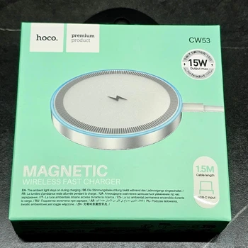 Круглая беспроводная зарядка Hoco CW53 Quick Magnetic 15W charging wireless fast charger