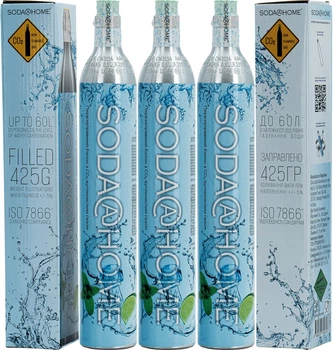 Газовый баллон CO2 SODA@HOME 425г для сифонов/аппаратов для газирования СО2 комплект 3шт.