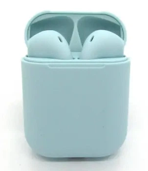 Беспроводные наушники с микрофоном Bluetooth наушники в кейсе inPods 12 голубые Soft Touch
