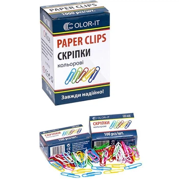 Скрепки 28мм. 100шт. цветные Color-it CR628