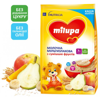 Дитяча каша Milupa Молочна Мультислакова з сумішшю фруктів 210 г (5900852930010)