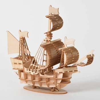 3D дерев'яний конструктор Wooden Art модель Вітрильник