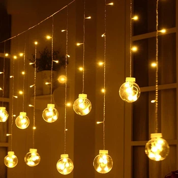 Светодиодная гирлянда бахрома Шарики в шарах, 10 LED, 2,5х0,8 м, IP44, Теплый белый