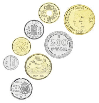 Набір монет Іспанія набір з 8 монет 2000-2001 UNC 1, 5, 10, 25, 50, 100, 200, 500 песет