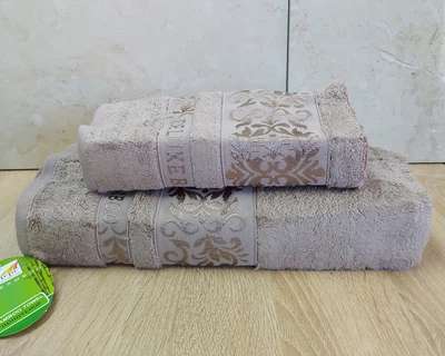Набор турецких бамбуковых махровых полотенец Cestepe 50х90+70х140 Bamboo Ecol Dark Bej