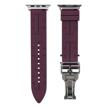 Силиконовый ремешок Hermes Apple Watch 41/40/38 мм Wine Red