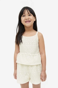 Детские шорты на резинке для девочки H&M 061169279 128 см Белые (6666000323637)