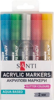 Набор маркеров акриловых Santi Glitter 5 цветов (5056574440938)