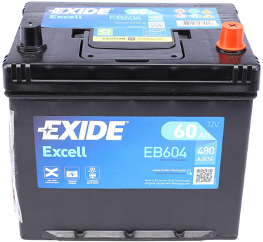 Аккумуляторная батарея Exide Excell Asia 60 А/час 480 A 230 x 173 x 222 мм (-/+) B01 (EB604)