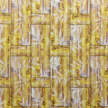 Самоклеюча декоративна 3D панель Sticker Wall бамбукова кладка жовта 700x700x8.5мм 056 (3DPanda-0091)
