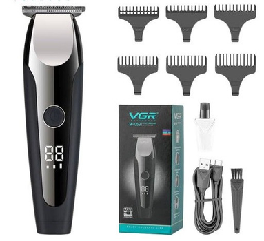 Машинка для стрижки волос VGR V-059 Professional, 6 насадок, LED Display