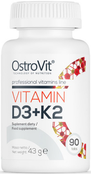 Витамин Д3 К2 OstroVit Vitamin D3 + K2 90 таб