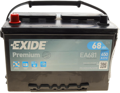Аккумуляторная батарея Exide Premium 68 А/час 650 A 277 x 175 x 190 мм (+/-) B1/B12 (EA681)