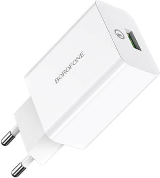 Мережевий зарядний пристрій Borofone BA21A USB-A QC3.0 3 А White (BA21AW)