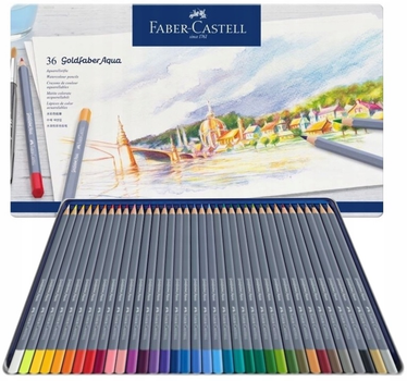 Ołówki akwarelowe Faber-Castell Goldfaber Aqua 36 kolorów w metalowym opakowaniu (4005401146360)