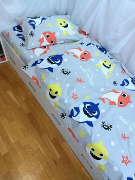 Тканина для дитячої постільної білизни, BABY SHARK ( Малюк Акула), ранфорч Люкс Туреччина 100% хб