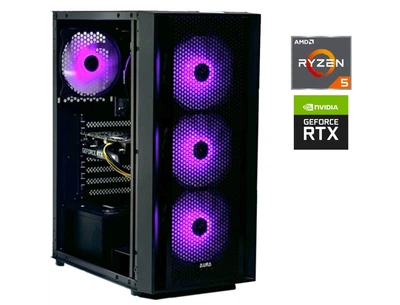 Игровой ПК Aura Tower / AMD Ryzen 5 3600 (6 (12) ядер по 3.6 - 4.2 GHz) / 16 GB DDR4 / 480 GB SSD / nVidia GeForce RTX 3050, 8 GB GDDR6, 128-bit / 600W