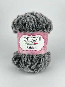 Пряжа для в'язання Etrofil Rabbit Етрофіл Ребіт з імітацією хутра, чорно-сірий, 70907-RT