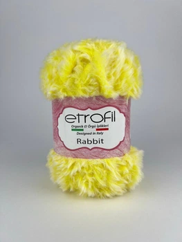Пряжа для в'язання Etrofil Rabbit Етрофіл Ребіт з імітацією хутра, біло-жовтий, 72165-RT