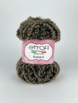 Пряжа для в'язання Etrofil Rabbit Етрофіл Ребіт з імітацією хутра, бежево-чорний, 70714-RT