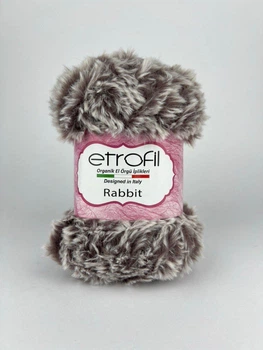 Пряжа для в'язання Etrofil Rabbit Етрофіл Ребіт з імітацією хутра, біло-кавовий, 70719-RT
