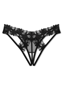 Трусики бразилиана Victoria's Secret Very Sexy Strappy Lace Crotchless XS черный (00145139QFCXS)