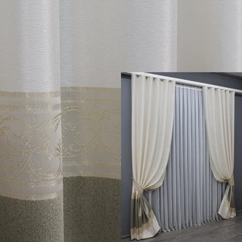 Комплект готовых штор VR-Textil ANZIO № 1466ш Бежевый с золотистым 140х290 см 2 шт (33-0335)