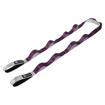 Лента стропа с петлями для растяжки STRETCHING STRAP EZOUS Pro (10 петель, полиэстер, р-р 2,2м х 3,8см, вес 140гр, серо-фиолетовый) (I-02)