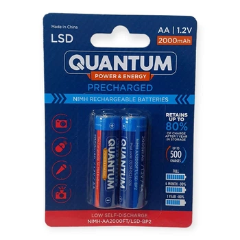 Аккумулятор Ni-MH з низьким саморозрядом (LSD) Quantum 2000mAh AA FT, 2шт/уп blister