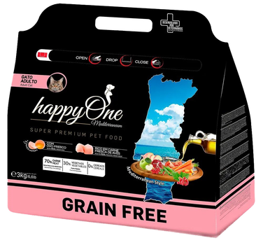 Сухий корм для котів HappyOne Grain Free Mediterraneum 3 кг (5600760440594)