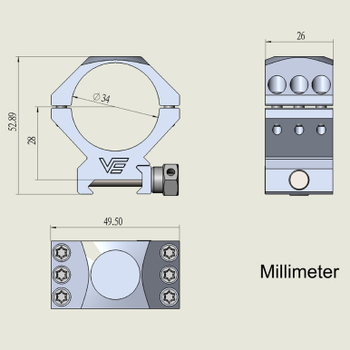 Кільця Vector Optics X-Accu 34 мм Weaver низькі