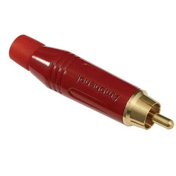 Разъем RCA кабельный штекер пайка базовая модель на кабель Ø 3.0-6.5 мм корпус металл Amphenol цвет красный ACPR-RED