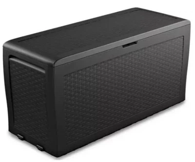 Вуличний ящик скриня Keter Samoa Rattan Box 270 л графіт на колесах для зберігання садового інвентарю (246963)