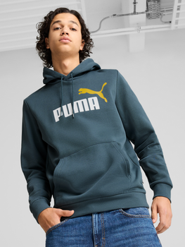 Bluza męska z kapturem Puma ESS+ 2 Col Big Logo Hoodie FL 58676418 2XL Granatowa (4067981446544)