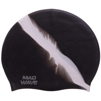 Шапочка для плавания силиконовая увеличенного объема Mad Swim Multi 053111 Black-White