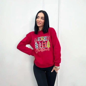 Женский батник с праздничным принтом Fashion 42/44 красный