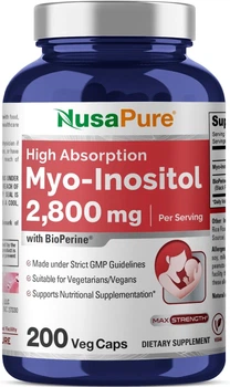 Мио-инозитол премиум-класса с высокой степенью усвоения NusaPure Myo-Inositol 200 капсул