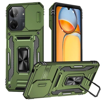 Противоударный ударопрочный чехол Camshield Army Ring для Xiaomi Redmi 14C / A4 / Poco C75 Оливковый / Army Green
