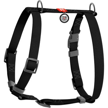 Шлея для собак водостойкая анатомическая Н-образная WAUDOG Waterproof c QR паспортом, пластиковая пряжка-фастекс, черная, размер S