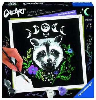 Розмальовка за номерами Ravensburger CreArt Pixie Cold Edition Єнот 20 х 20 см (4005556235094)