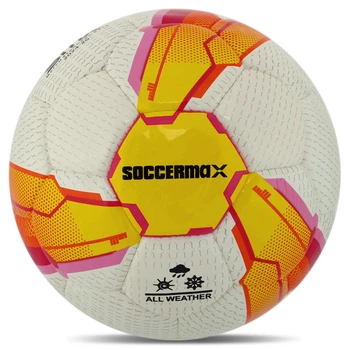 Мяч футбольный профессиональный №5 SOCCERMAX FIFA FB-7995 (PU, Белый-желтый)